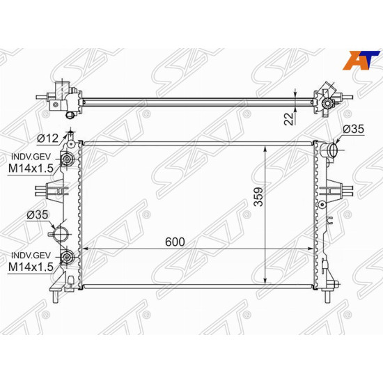 Радиатор OPEL ASTRA G/ZAFIRA A 1.4/1.6/1.8/2.2 1998-2004 /CHEVROLET VIVA 1.8 2005-/SUBARU TRAVIQ 01- SAT